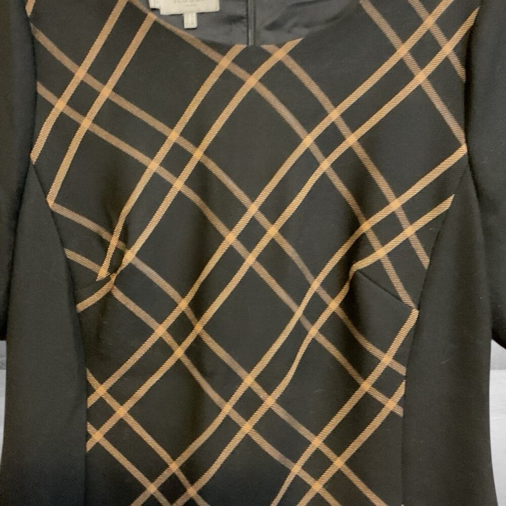 Hobbs London Mari Plaid Panel Shift Dress Black Camel‎ Size 10 Career Tailored - Picture 5 of 13
